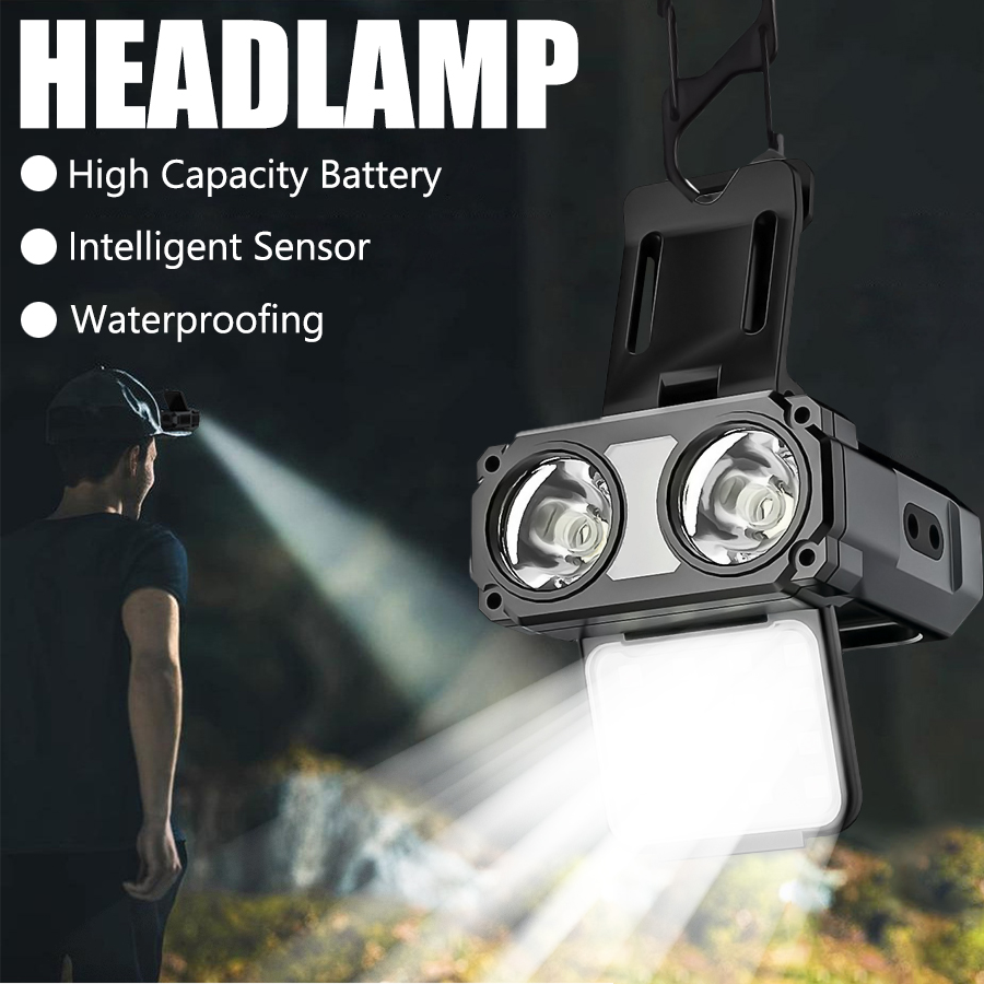 Outdoor Adventure Camp - Sensor COB LED Headlamp Cap Clip