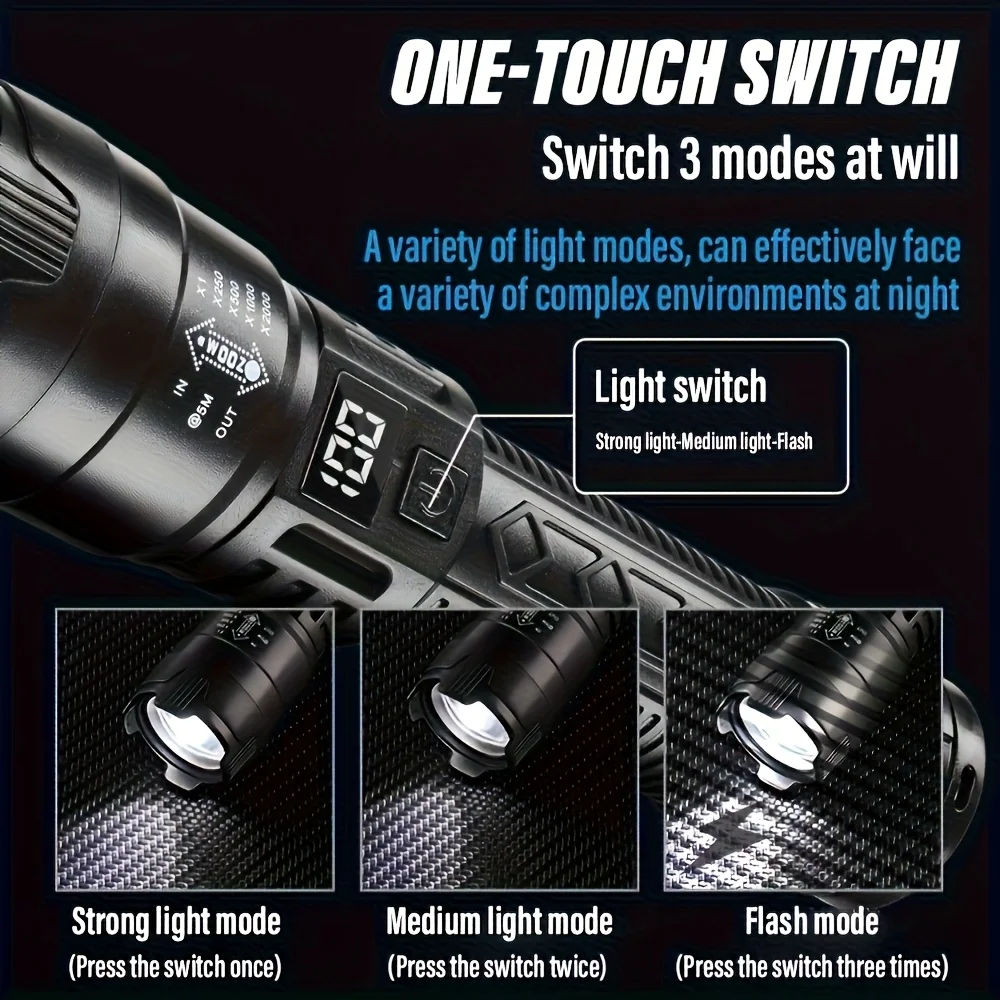 Tactical LED Flashlight 2000LM - Outdoor Adventure Camp ulasan dan harga