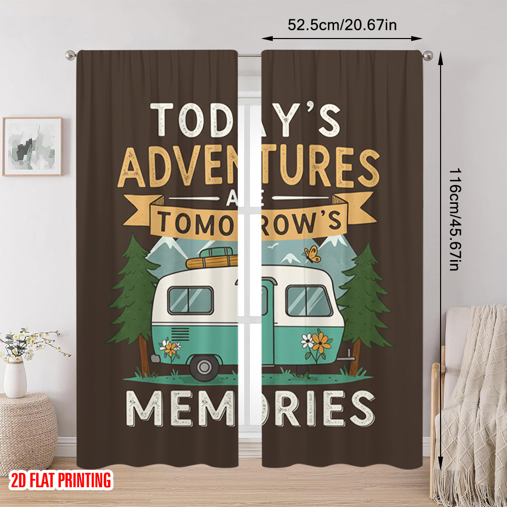 2pcs 2D flat printing Curtain  - Outdoor Adventure Festival ulasan dan harga